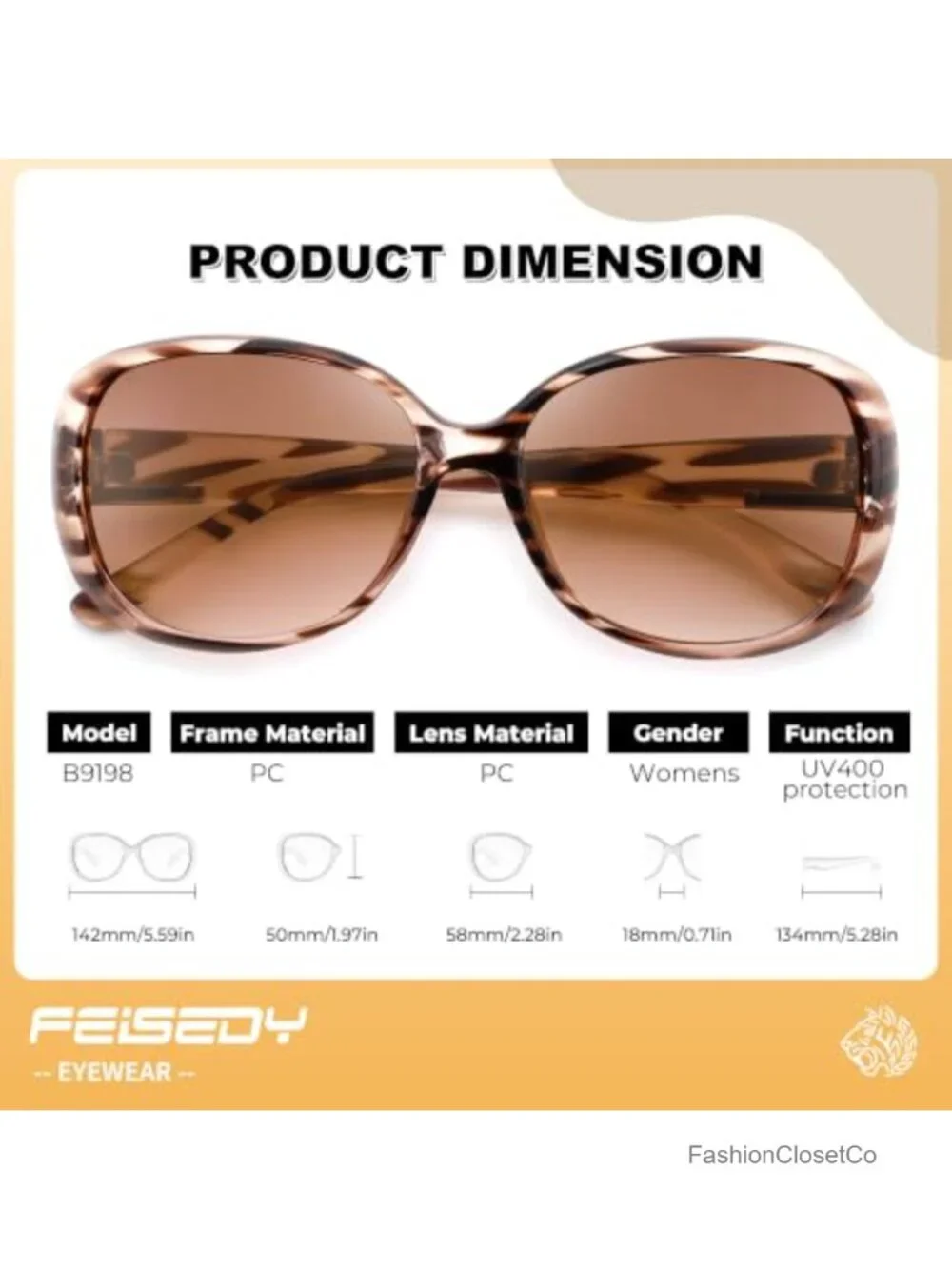 Vintage Oversized Square Sunglasses Women UV400 Protection Retro Wraparound